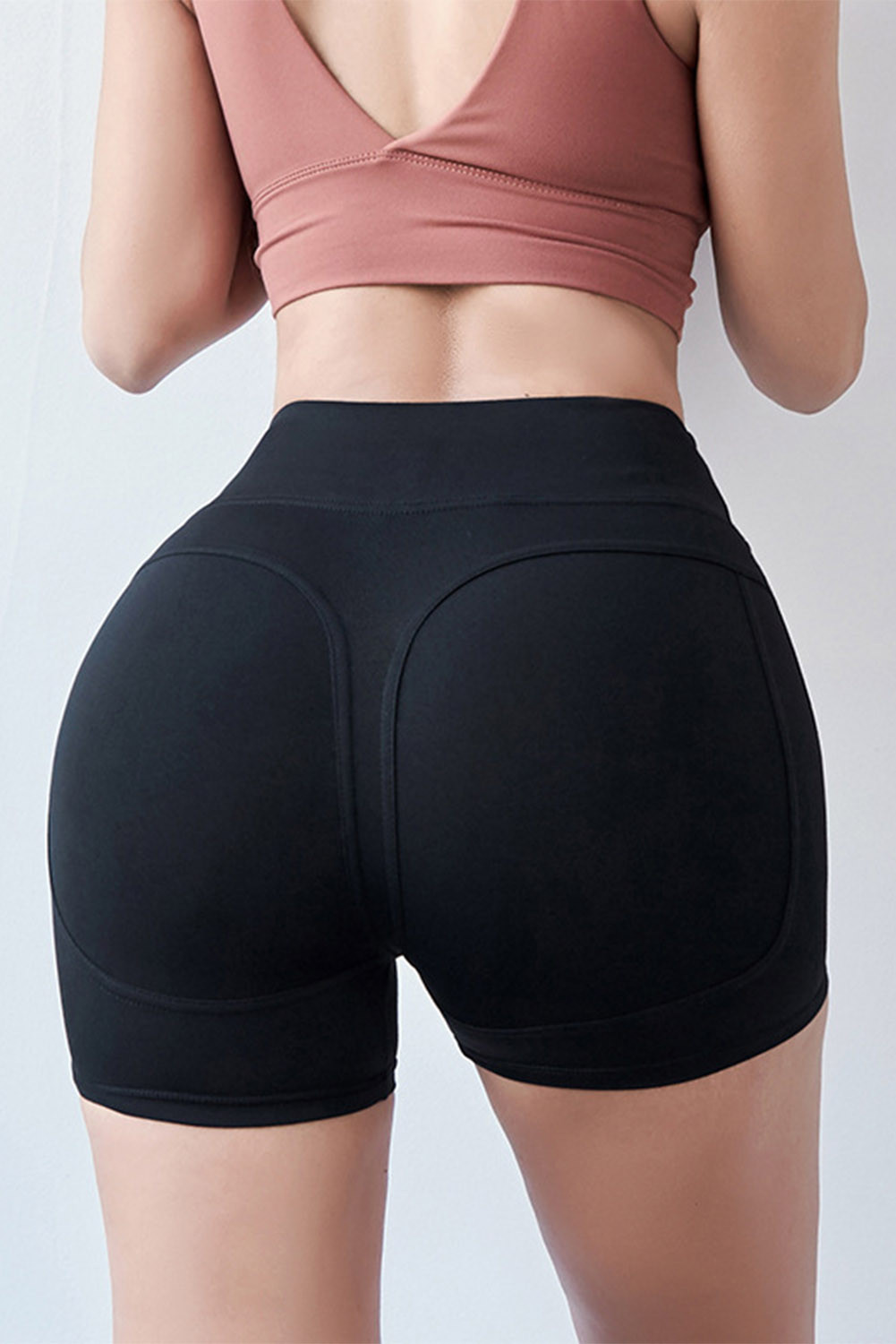 Black Lifting Fitness Quick-Drying Stretch Peach Hip Shorts