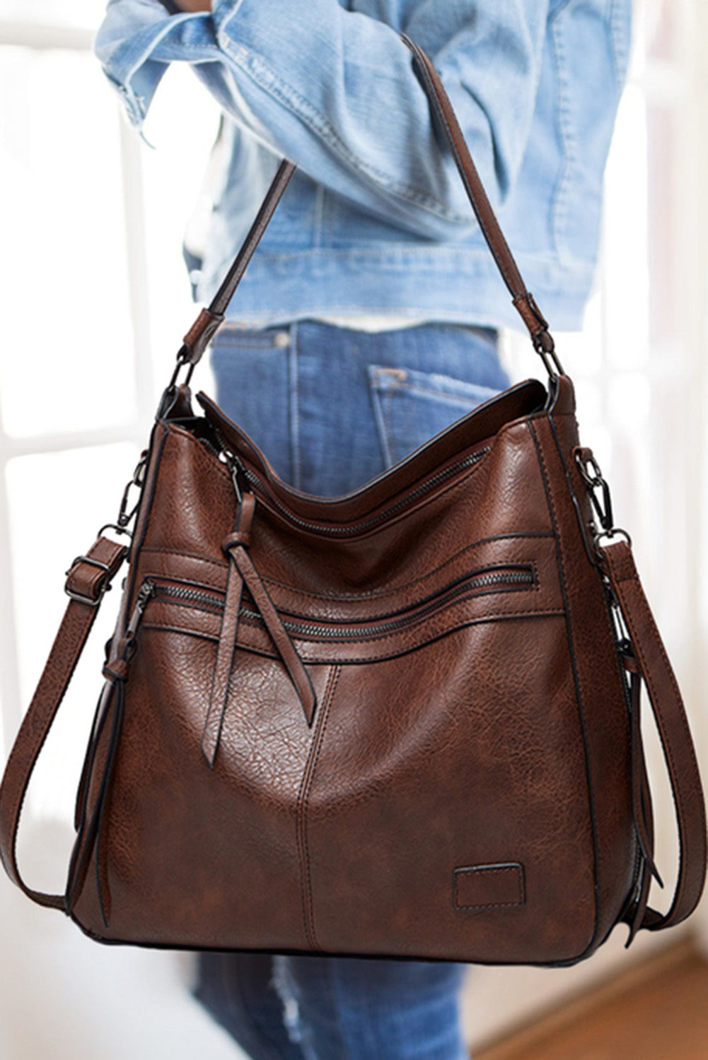 Wholesale Brown Luxury Faux LEATHER HANDBAG 