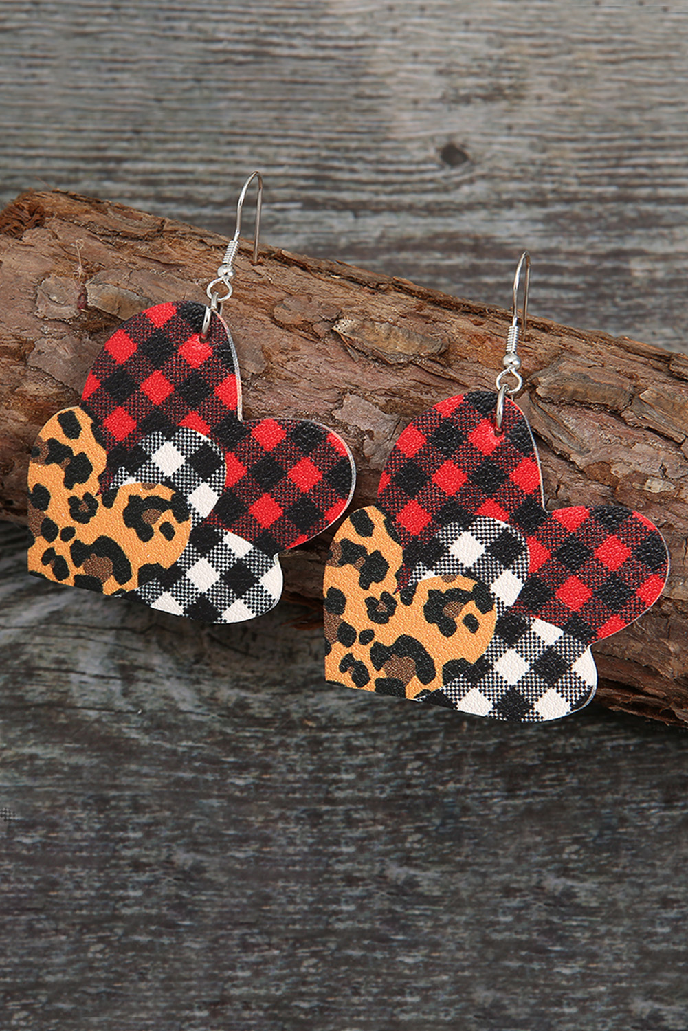 New arrivals 2023 Red Leopard Plaid Heart-shaped DANGLE Pearl Earrings