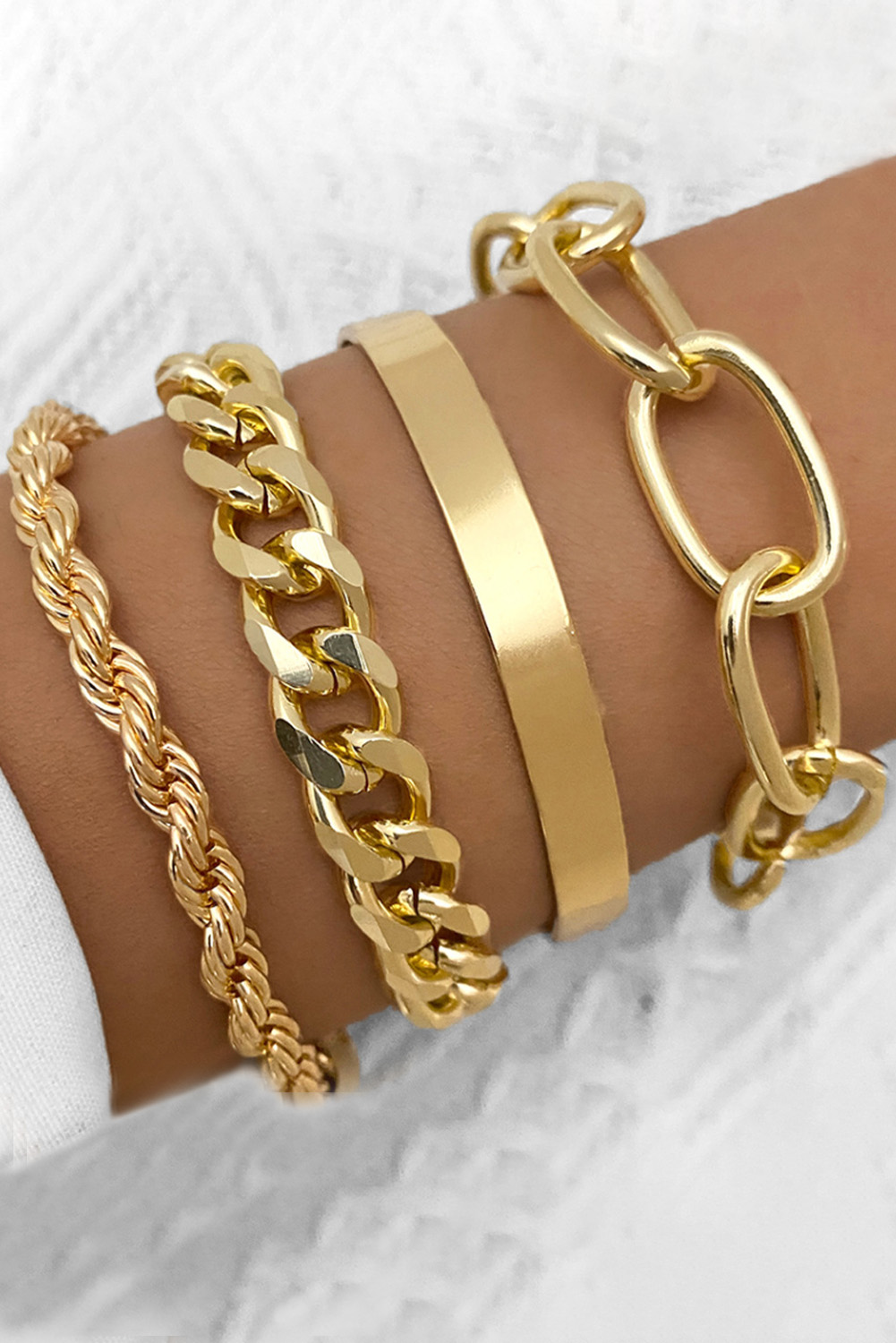 Wholesale GOLD Basic 4Pcs Chain Bracelet Set 