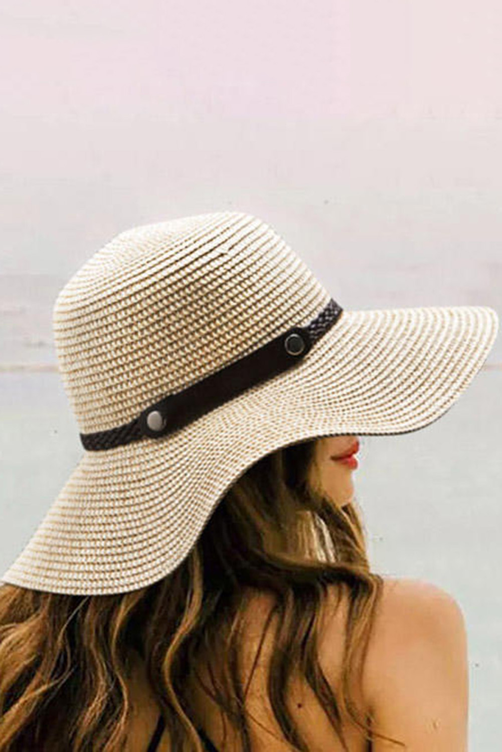 Wholesale Beige Elegant Foldable Wide Brim STRAW HAT 