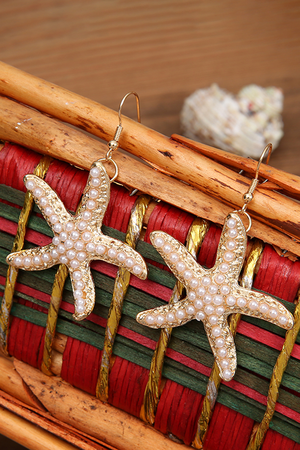 New arrivals 2023 Apricot Starfish Shape Rhinestone GOLD Earrings