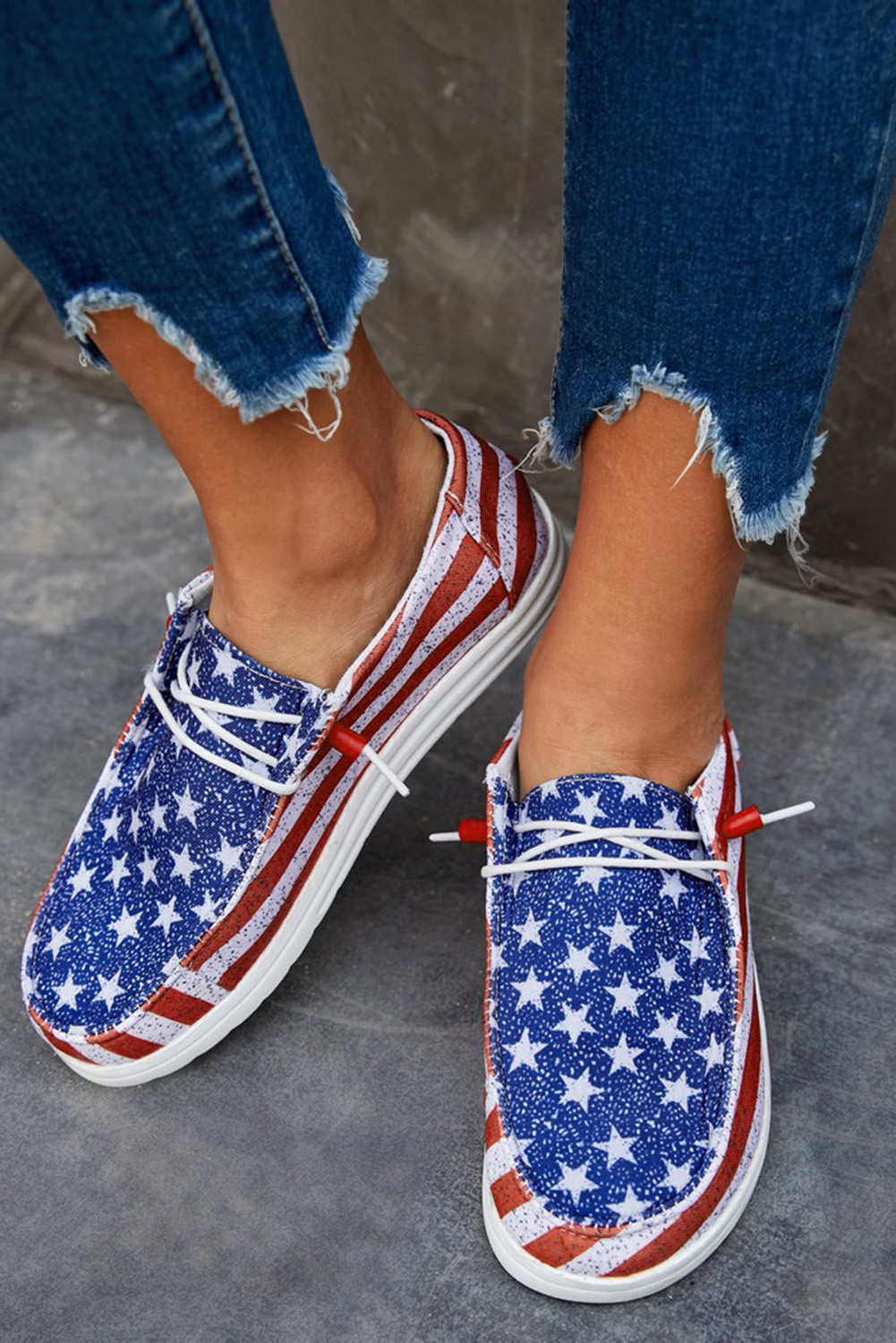 New arrivals 2023 Red Casual USA Flag Pattern Slip On Flat SNEAKERS