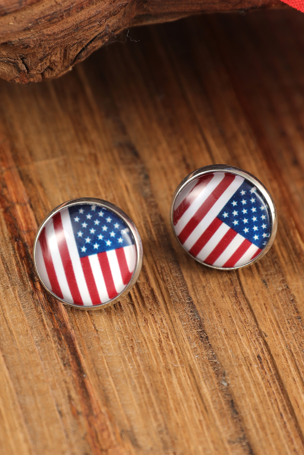 Dropshipping Red & Blue Casual American Flag Glass STUD EARRINGS