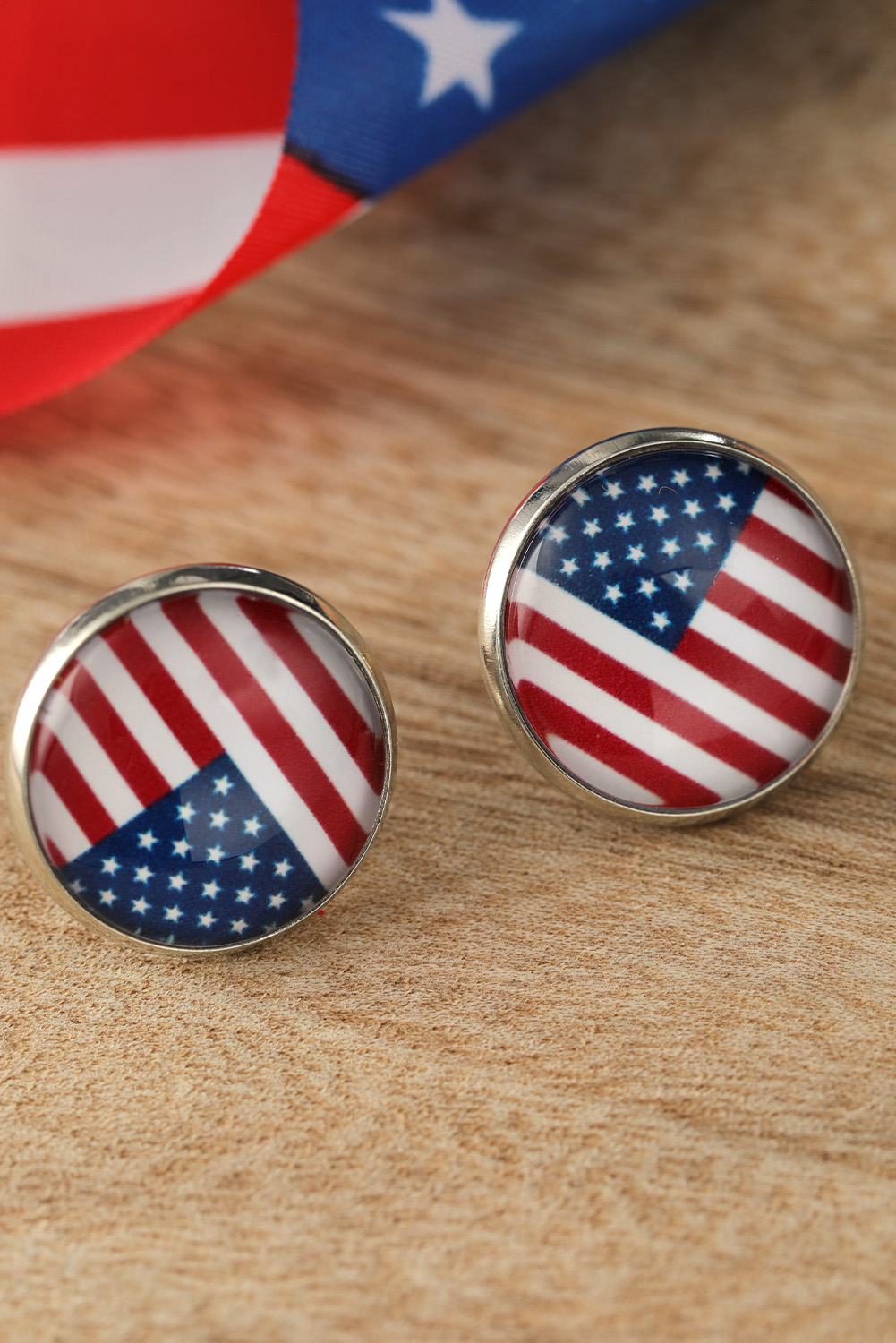 New arrivals 2023 Red & Blue Casual American Flag Glass STUD EARRINGS