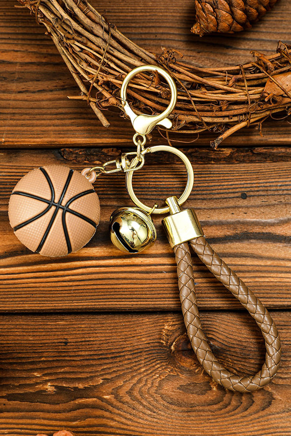 New arrivals 2023 Brown Casual BASKETBALL Bell Braided Keychain
