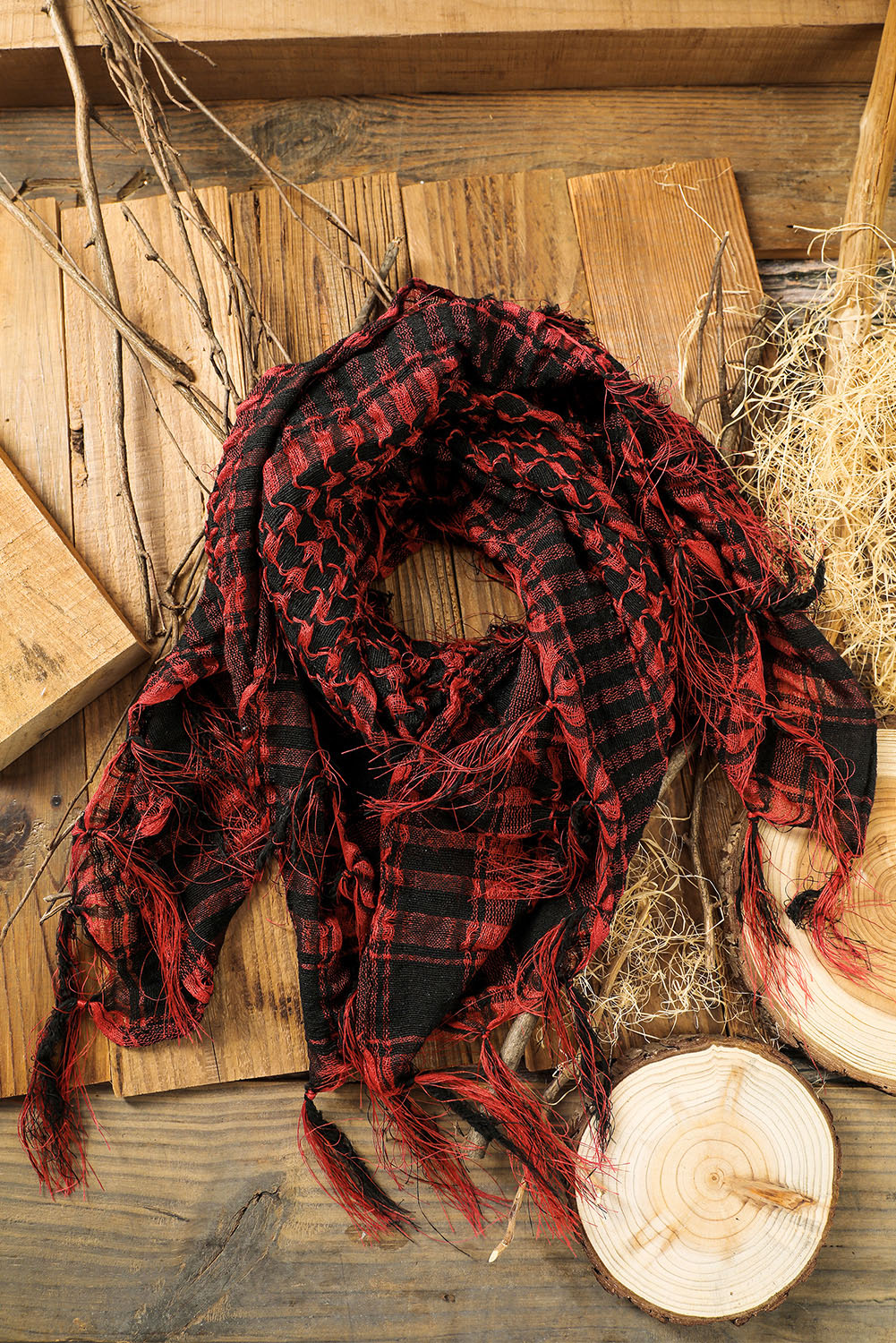 New arrivals 2023 Red Houndstooth Print Casual Fringe SCARF