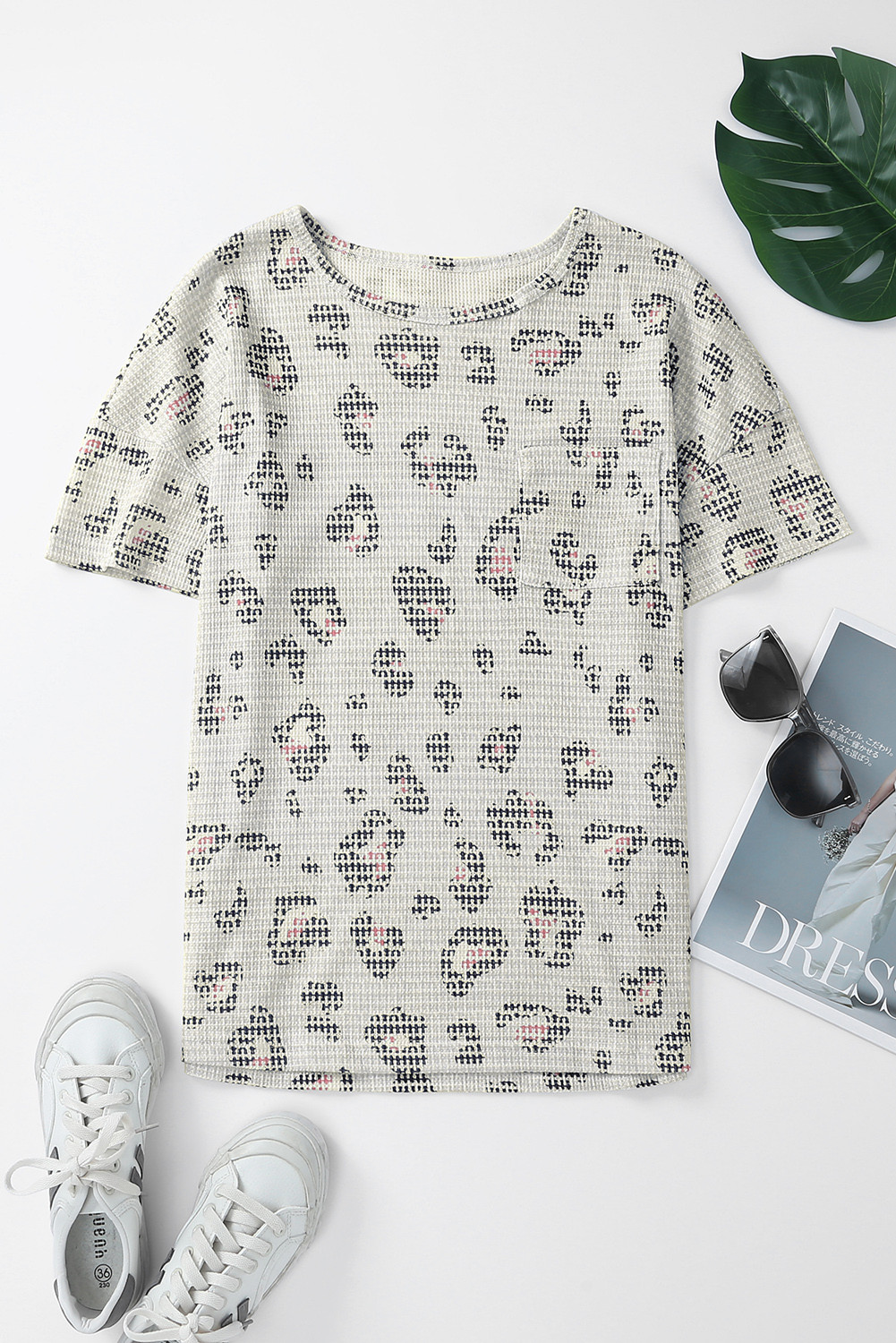 Leopard Oatmeal Short Sleeve Summer Top