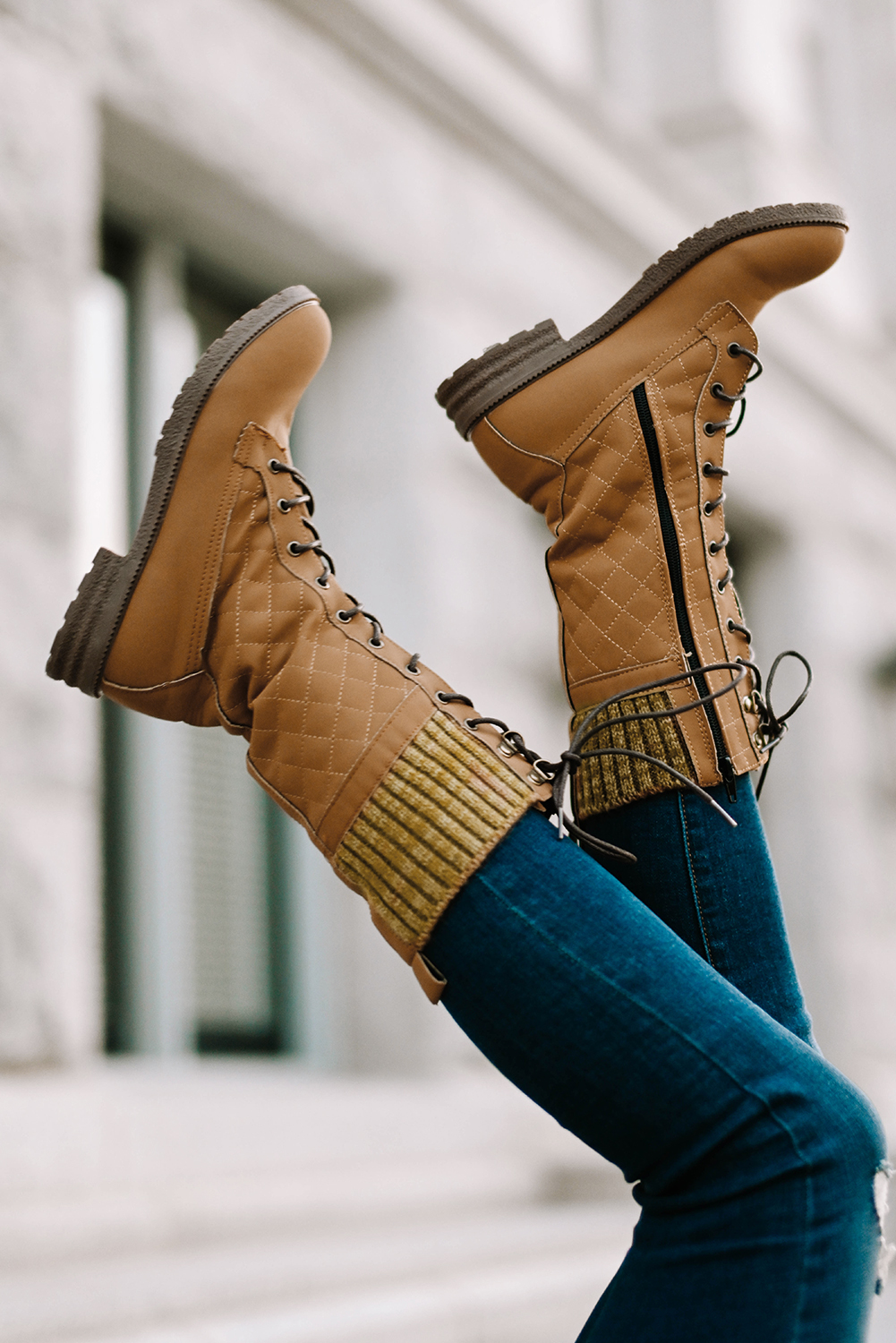 Dropshipping Brown Casual Lace-Up Zipper Winter Mid Tube BOOTS