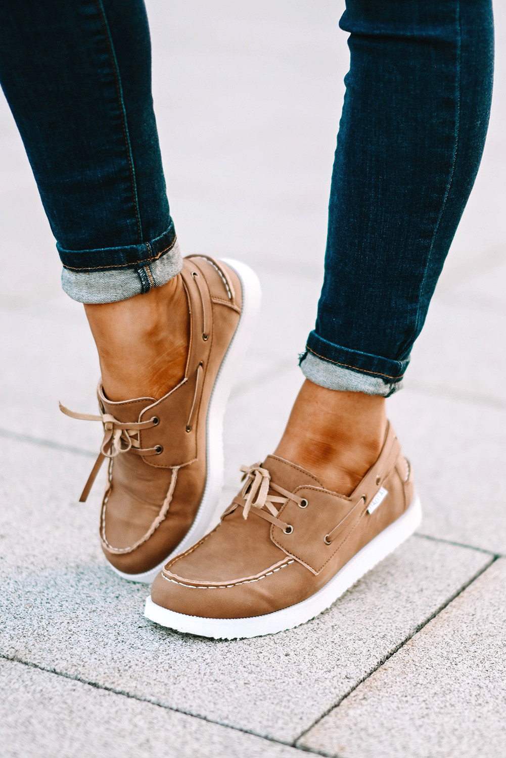 Brown Faux Leather Lace-up Slip-on Sneakers