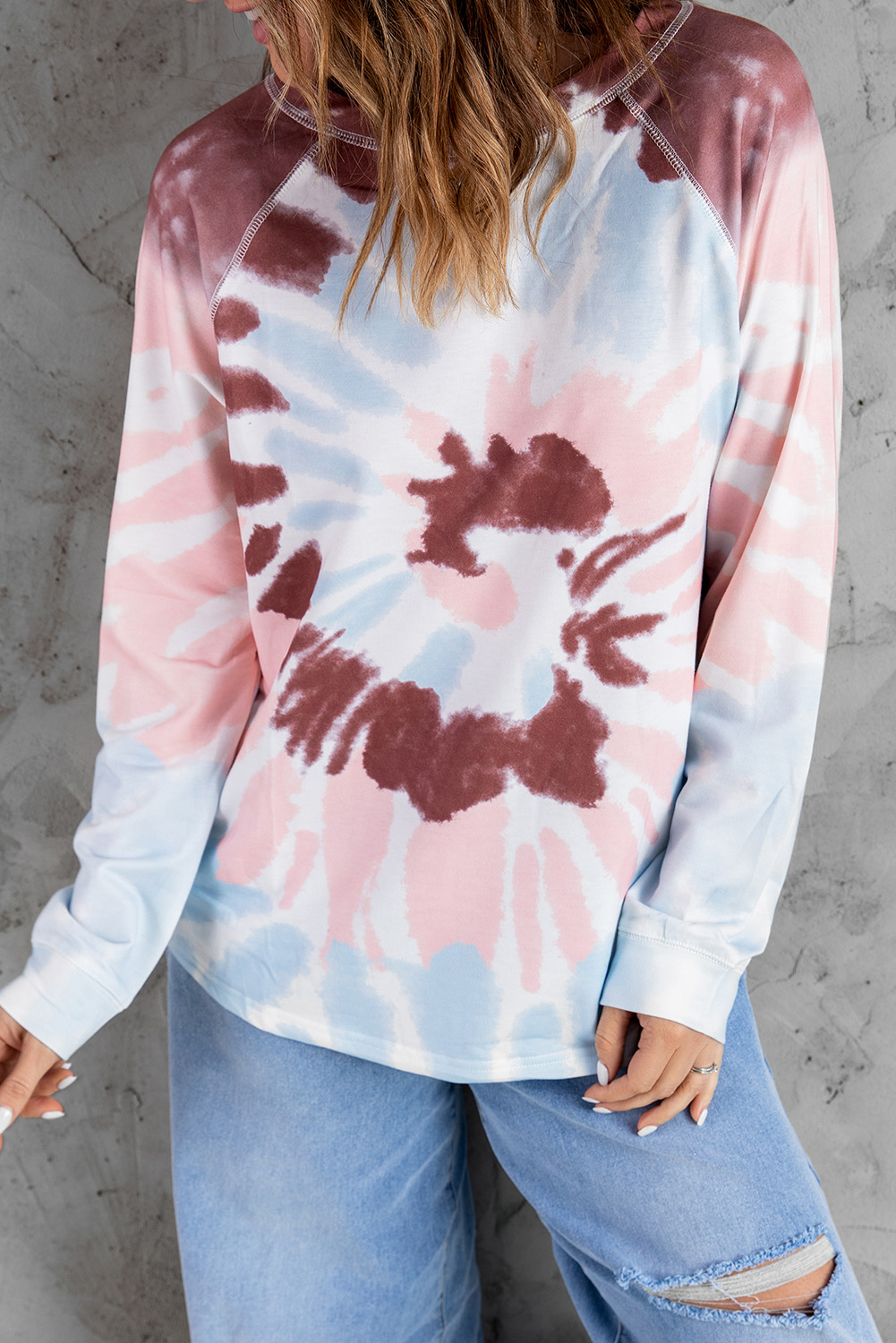 Dropshipping Red Ombre TIE DYE Loose Leisure Sweatshirt 