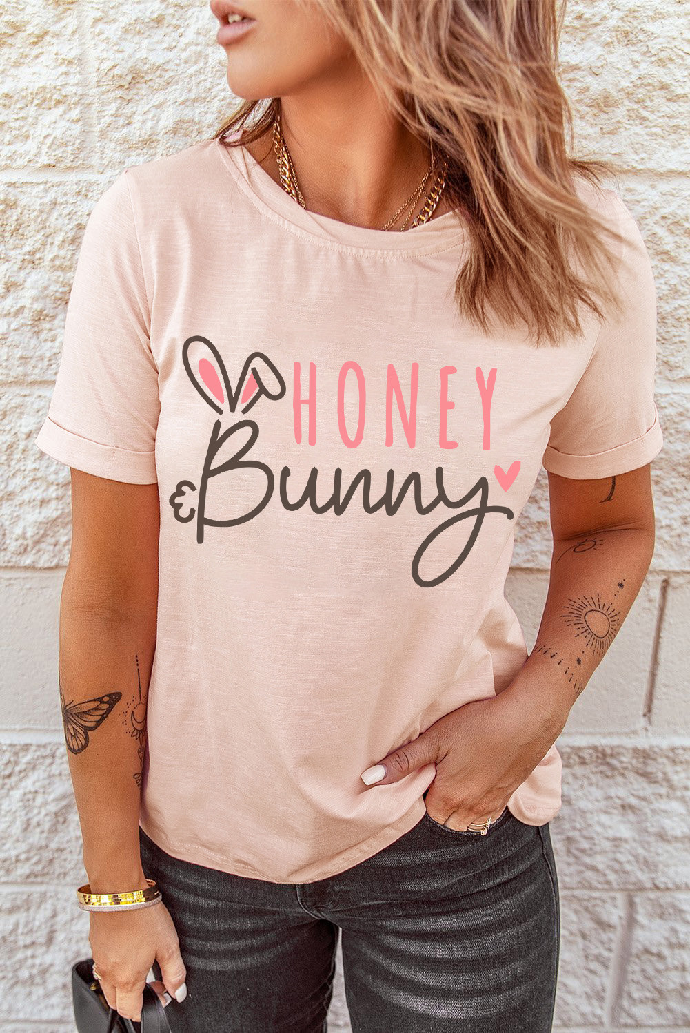Pink Honey Bunny Easter Graphic T-shirt