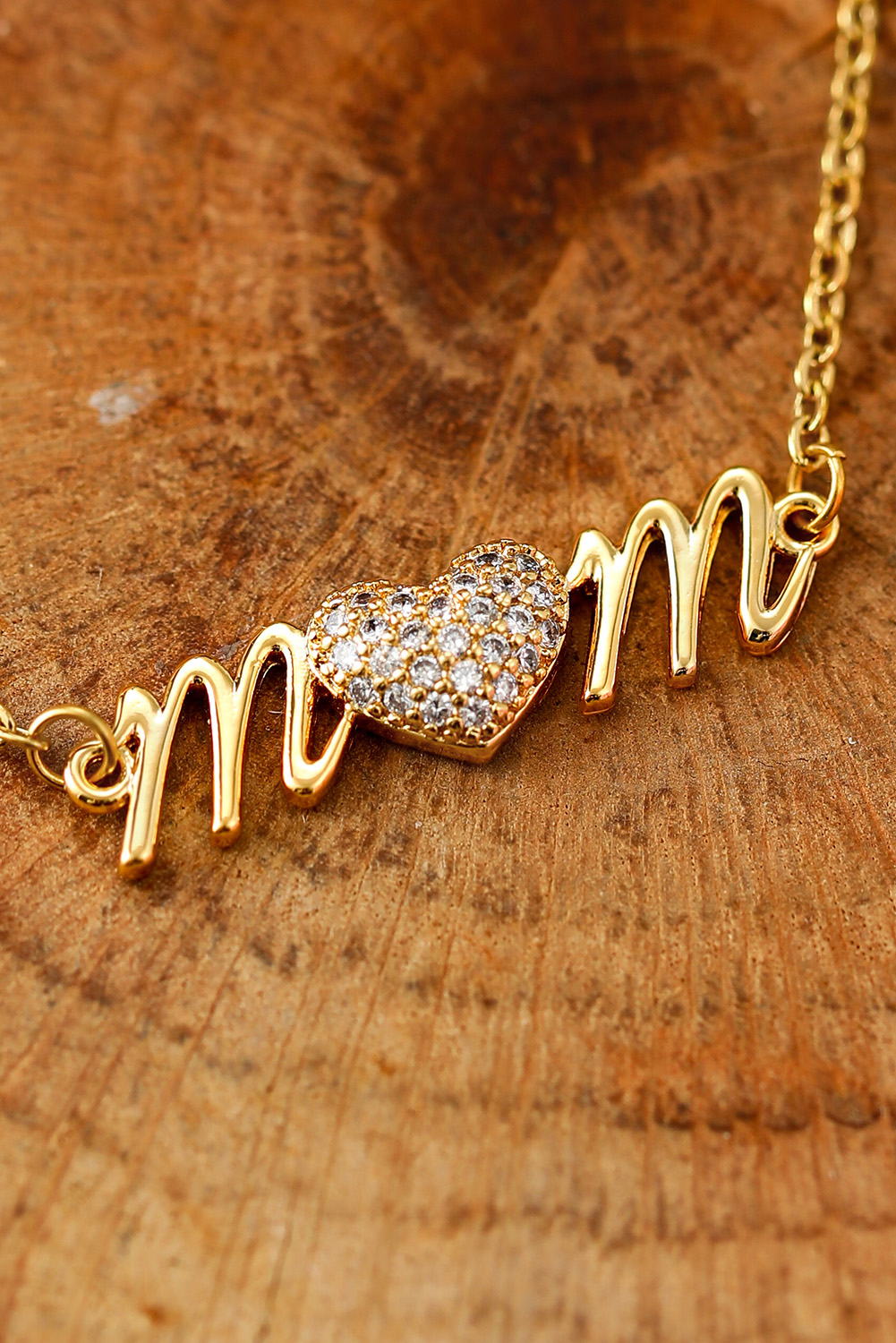 Dropshipping Gold Rhinestone Heart Accent mom Monogram NECKLACE