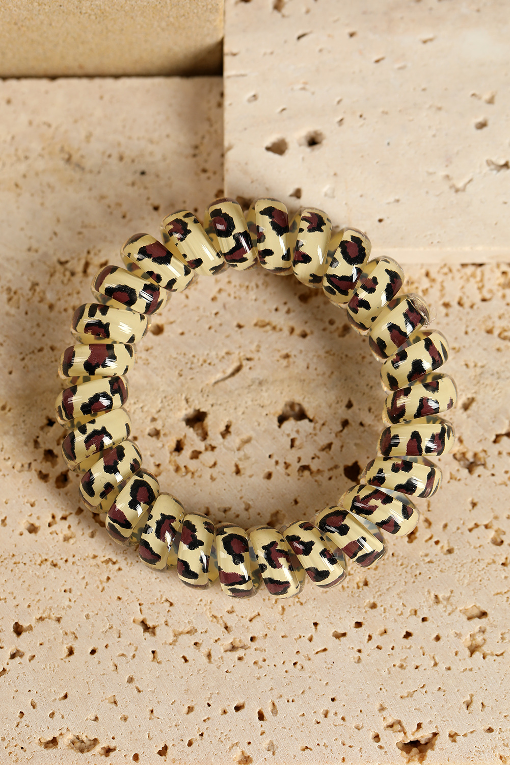 Wholesale Brown Leopard TELEPHONE Spiral Coil Wire Hair Tie