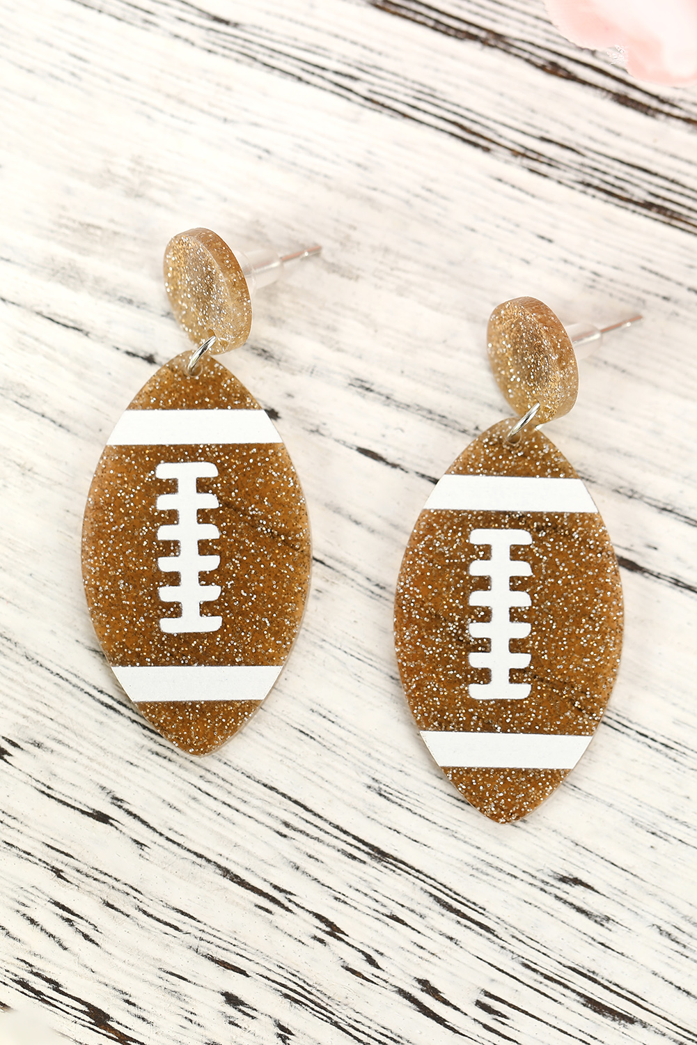 Dropshipping Brown Glittering Rugby PENDANT Earrings