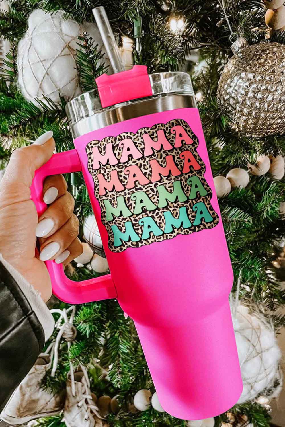 Wholesale Rose MAMA Leopard 304 Stainless Steel Double Insulated Tumbler MUG