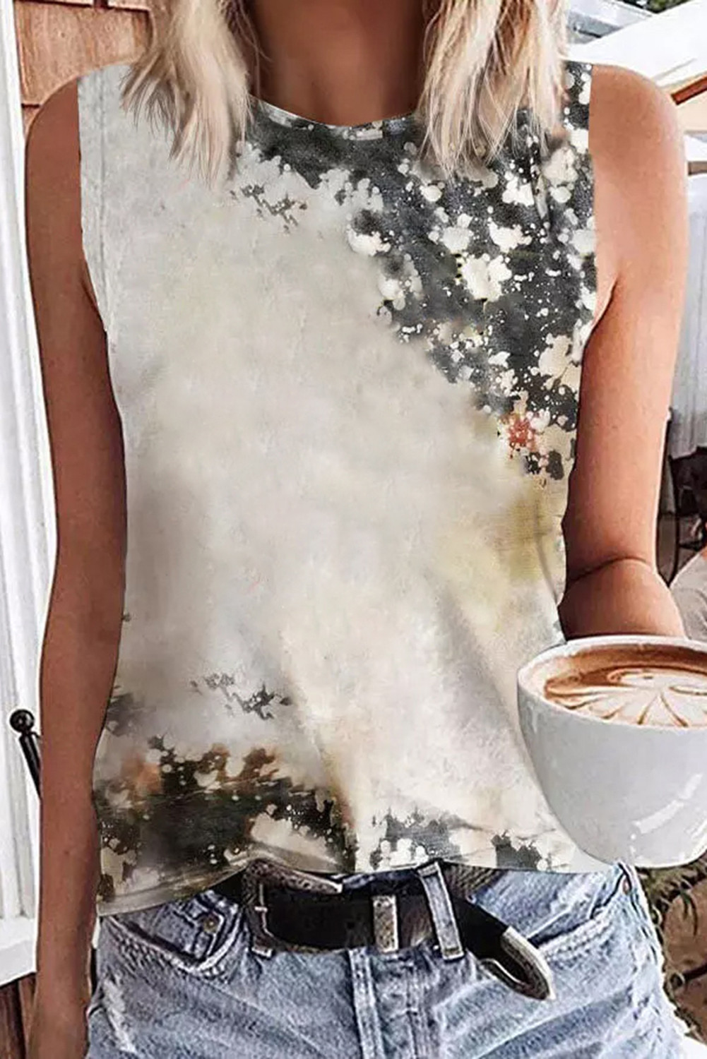 Multicolor Bleached Tie-dye Tank Top