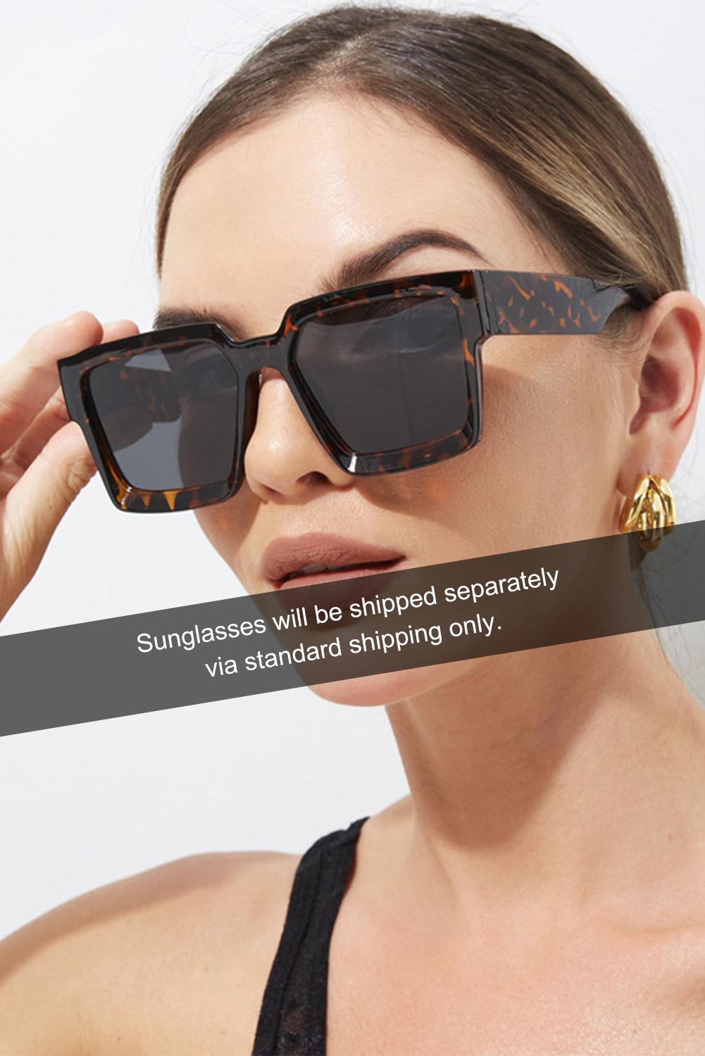 Shewin Wholesale Western Boutique Black Amber FRAME Retro Square Sunglasses
