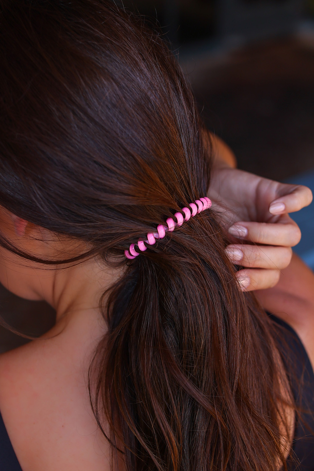 Rosy Telephone Cord Ponytail Holder Spiral Hair Tie