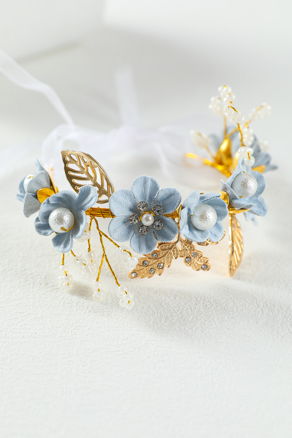 Dropshipping Sky Blue Alloy Flower Ribbon Tie WEDDING Bracelet