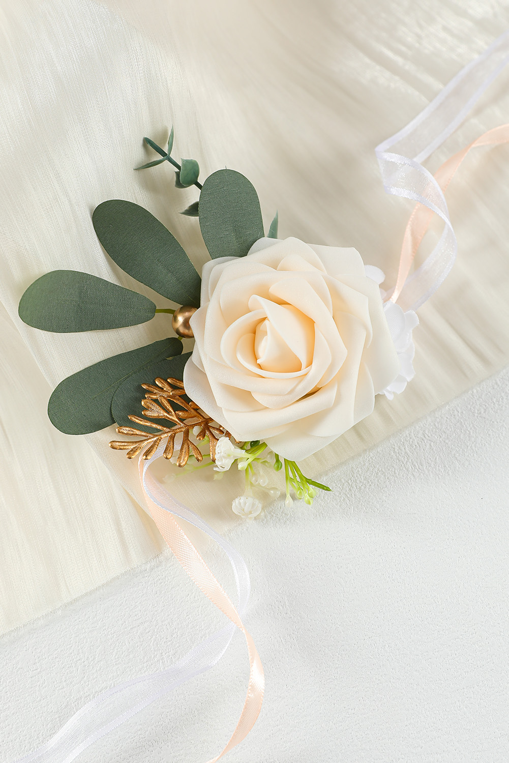 Dropshipping White Silk Wedding BRIDAL Flower Wristlet for Prom Party
