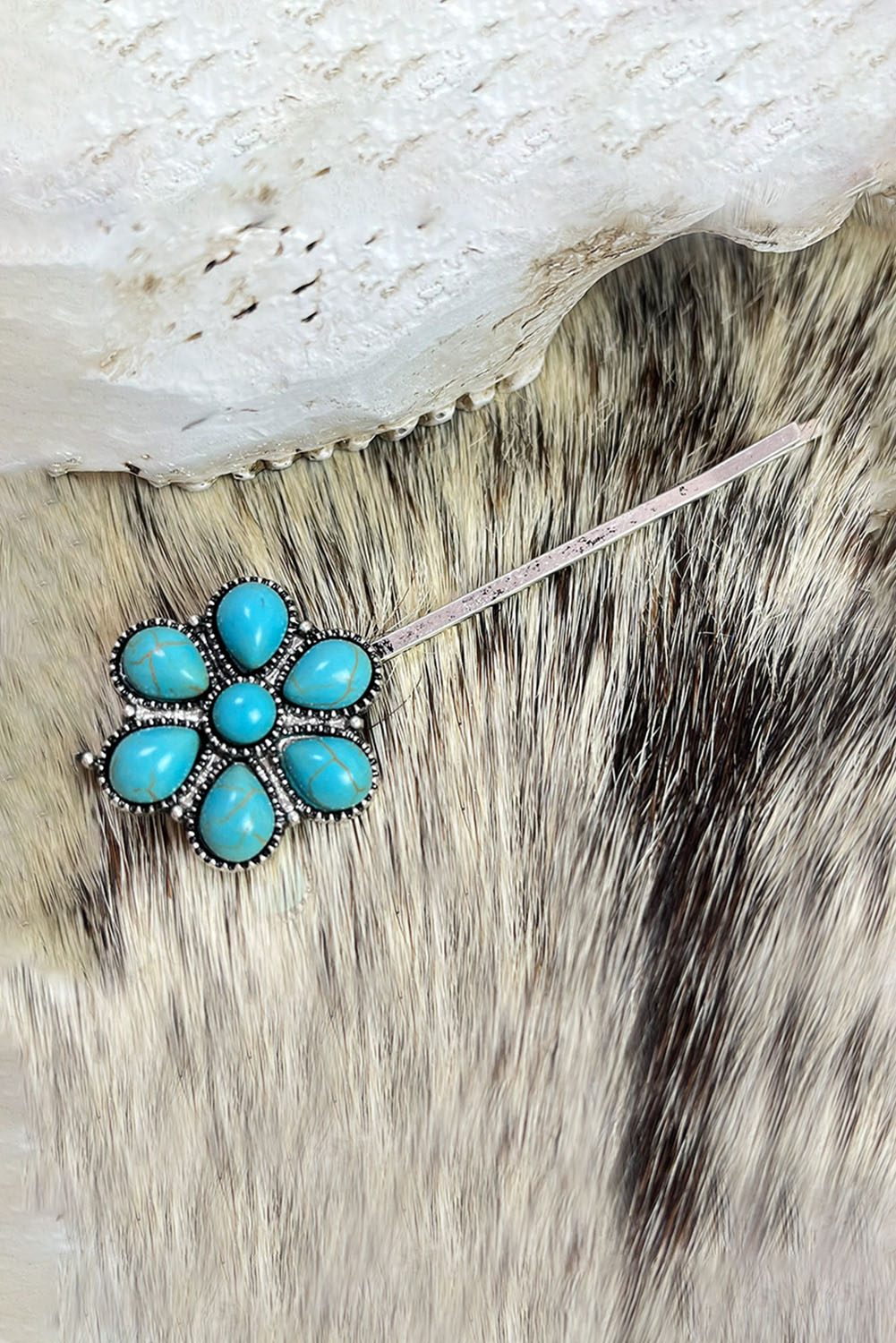 Dropshipping Green Vintage Turquoise Alloy Floral HAIR CLIP