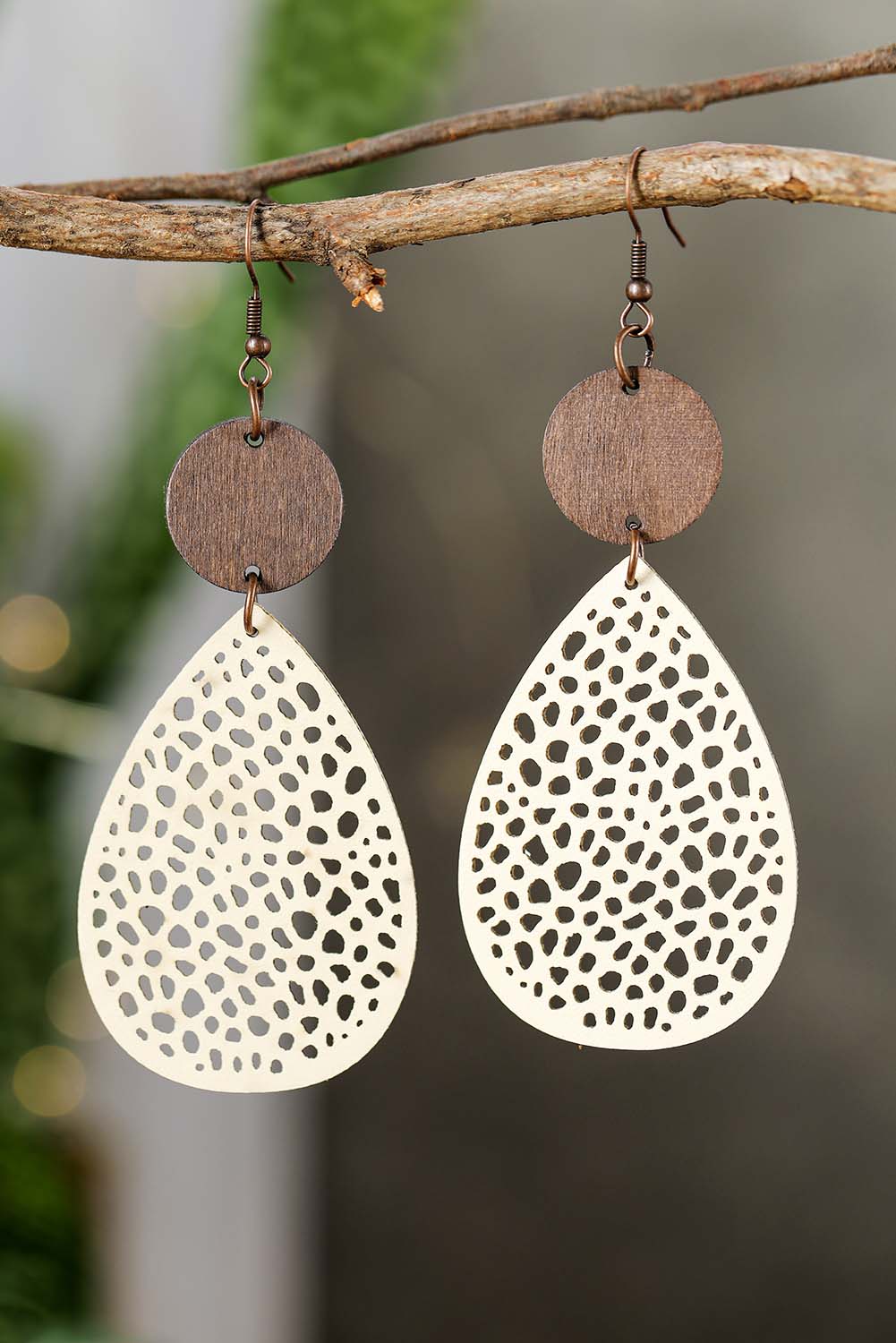 Shewin Wholesale Spring Apricot Colorblock Cut-Out Water Drop Hook Earrings