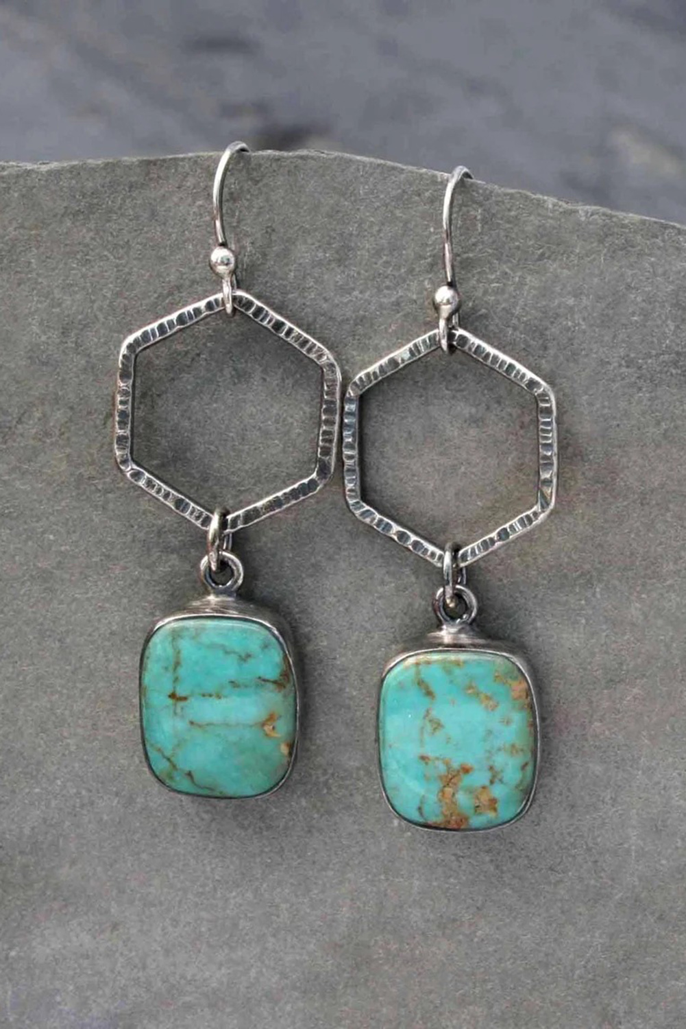 Shewin Wholesale Apparel Stores Green Vintage Turquoise Geometric Drop Earrings