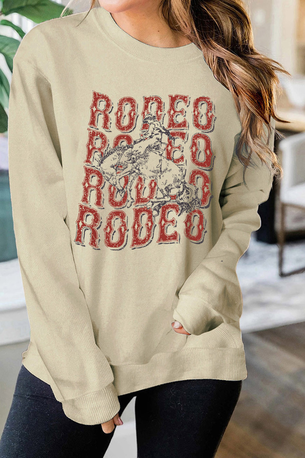Khaki RODEO Knight Graphic Pullover Sweatshirt