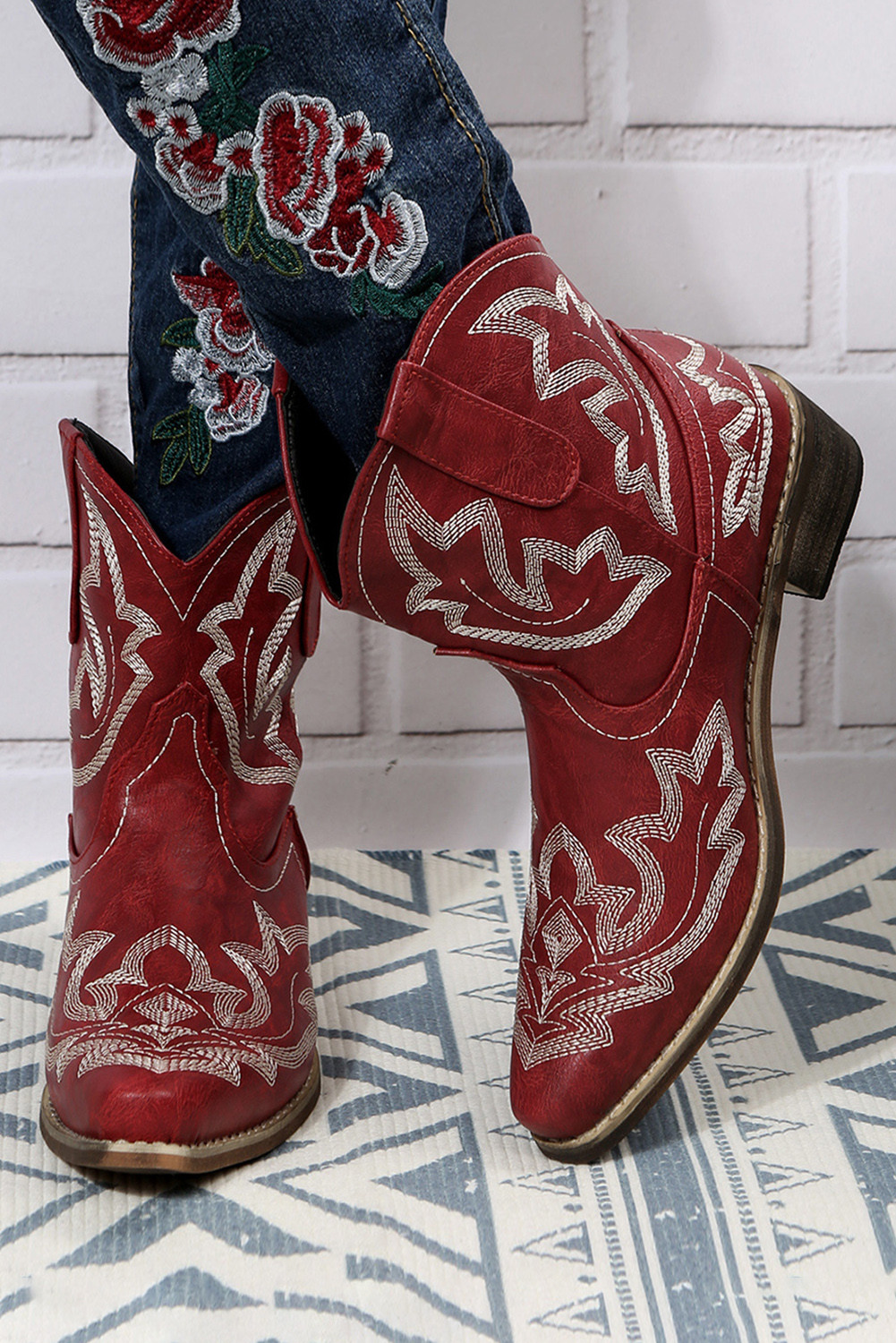 Ruby Embroidered Pointed Toe Cowgirl Boots