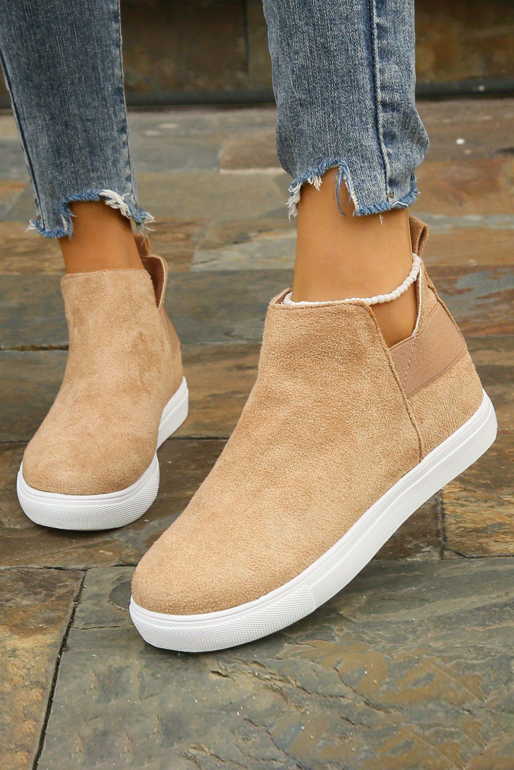 Shewin Wholesale Clothes Suppliers Camel High Top Slip-on Casual SNEAKERS