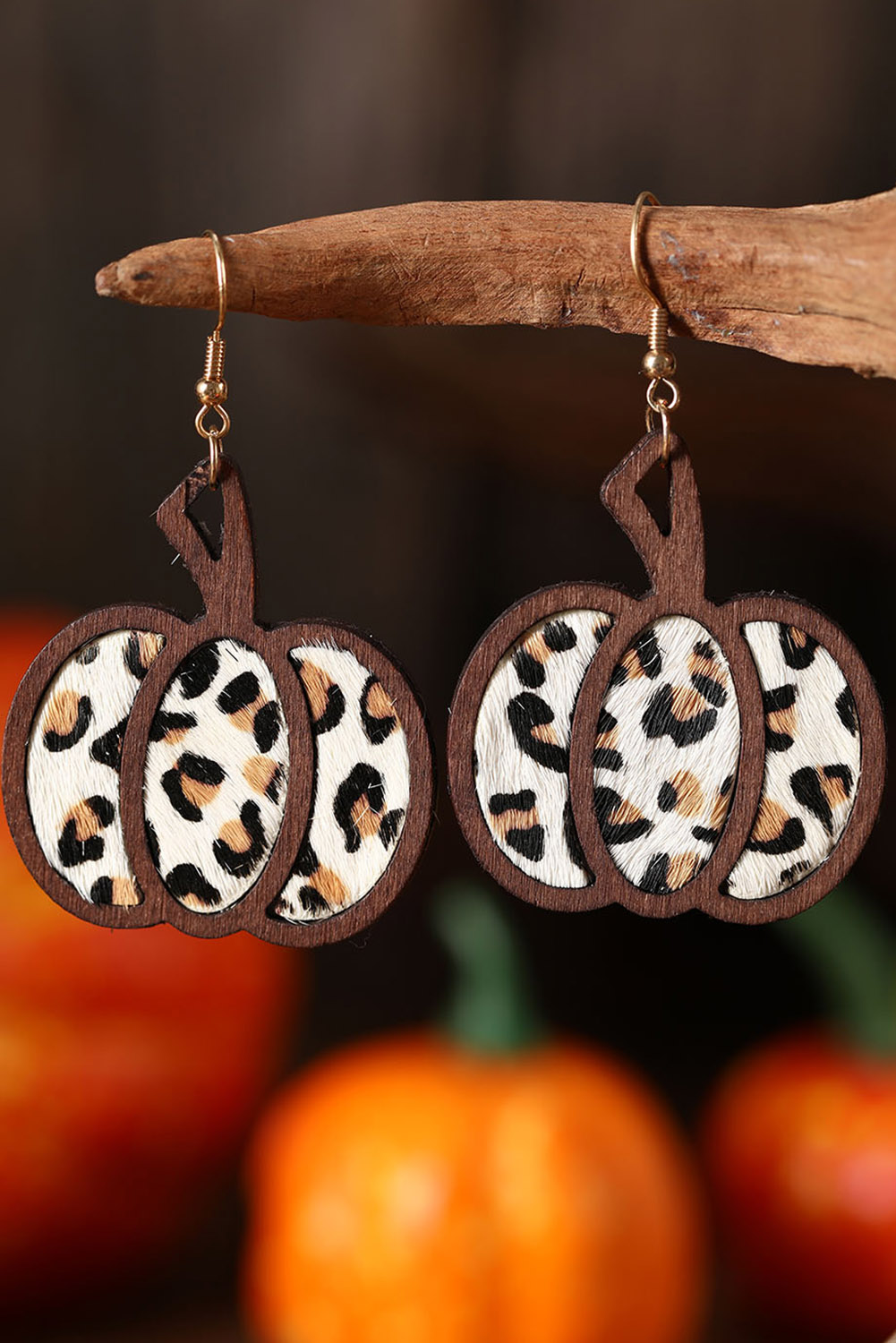 Multicolour ANIMAL Print Pumpkin Shape Drop Earrings