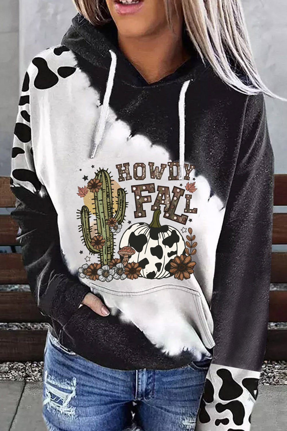 Black HOWDY FALL Spots Graphic Hoodie