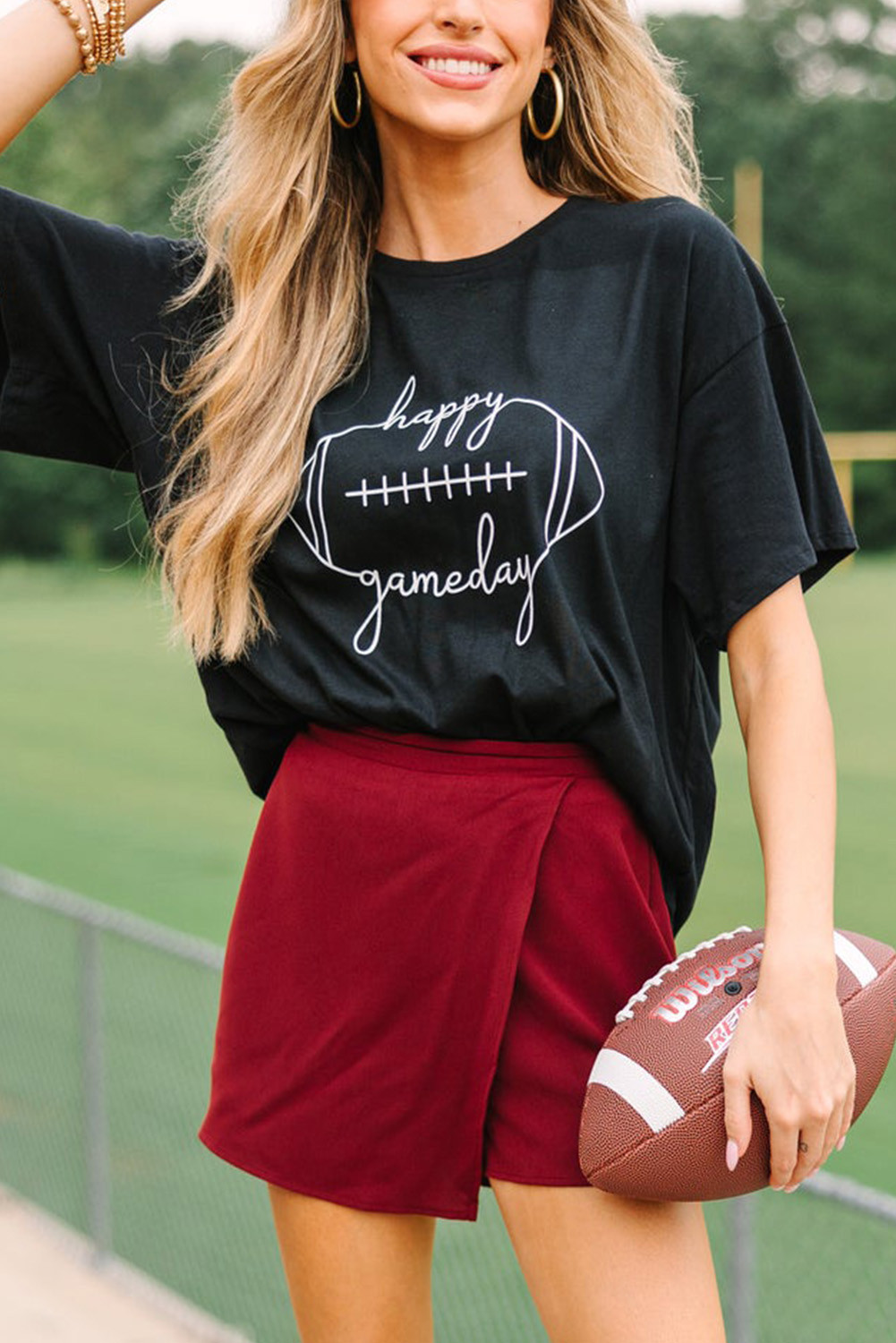 Black Game Day Rugdy Graphic Tee
