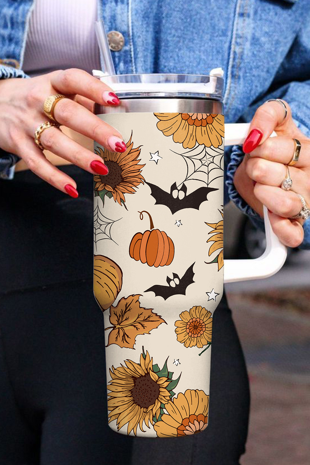 Snow White Halloween Things Print Handled Stainless Steel Vacuum Cup