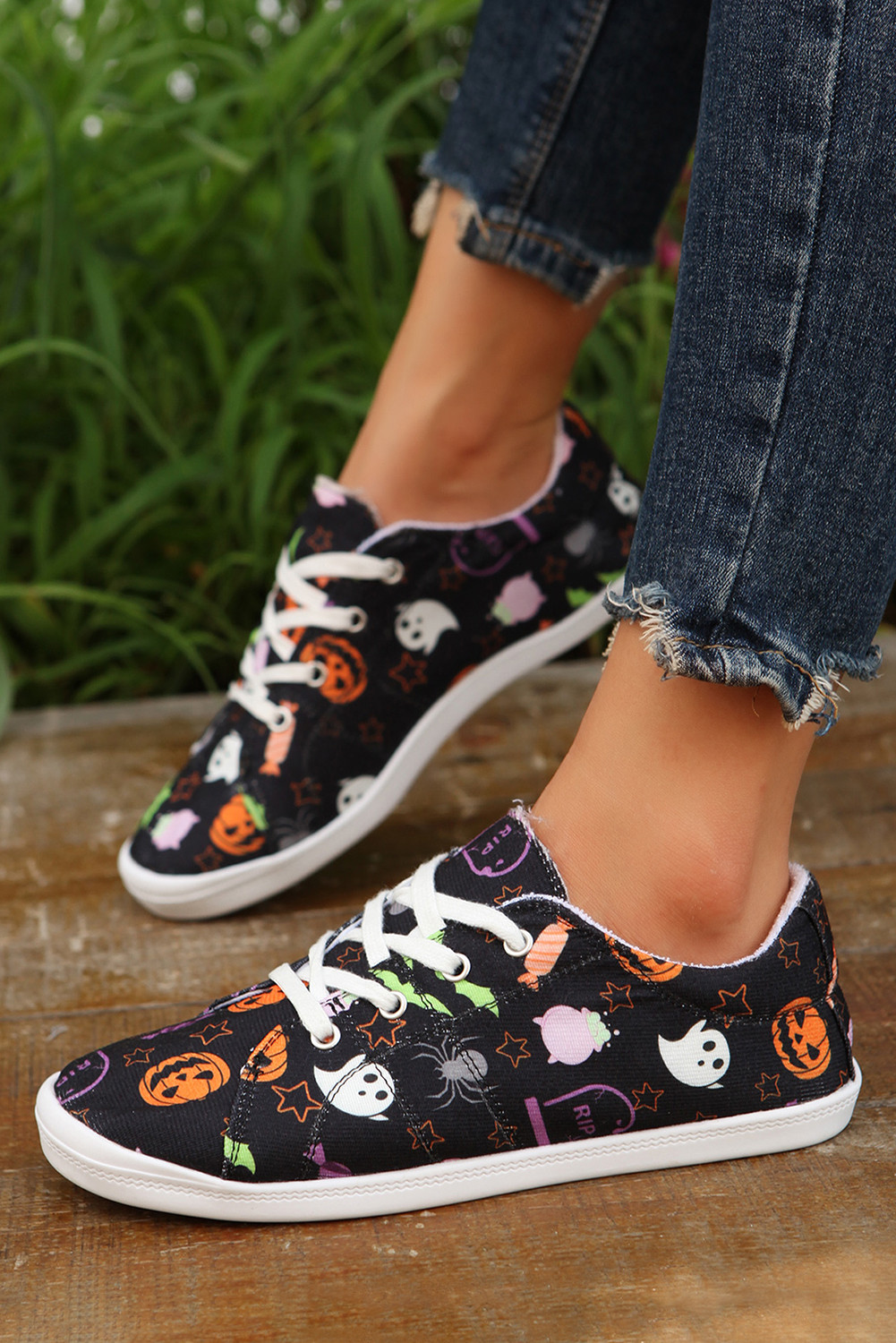 Black Halloween Ghouls & Pumpkin Sneakers