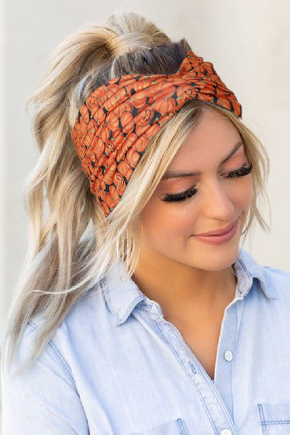 Orange Crossed Knot Halloween Pumpkin Headband