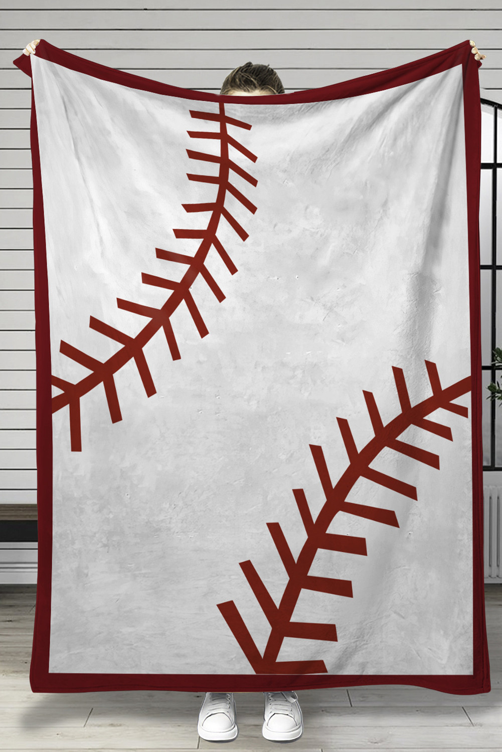 White 150*130cm Rugby Game Fleece Blanket