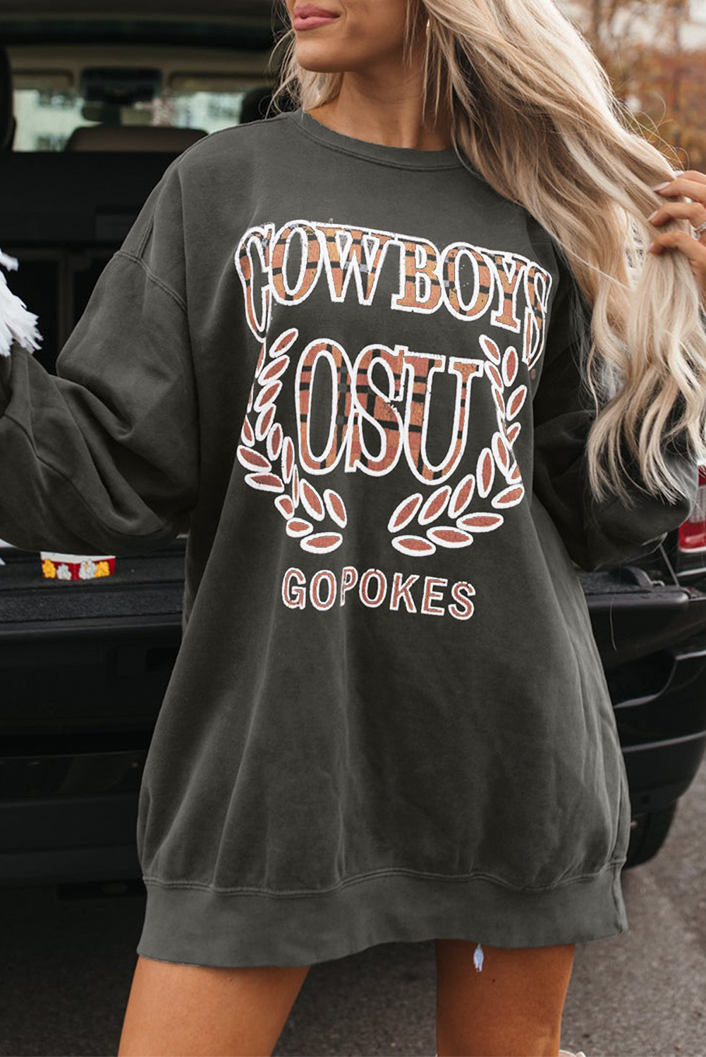 Gray COWBOY OSU Go Pokes Oversized Sweatshirt