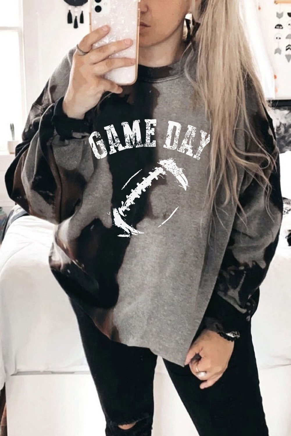 Multicolor Tie-dye GAME DAY Rugby Graphic Sweatshirt