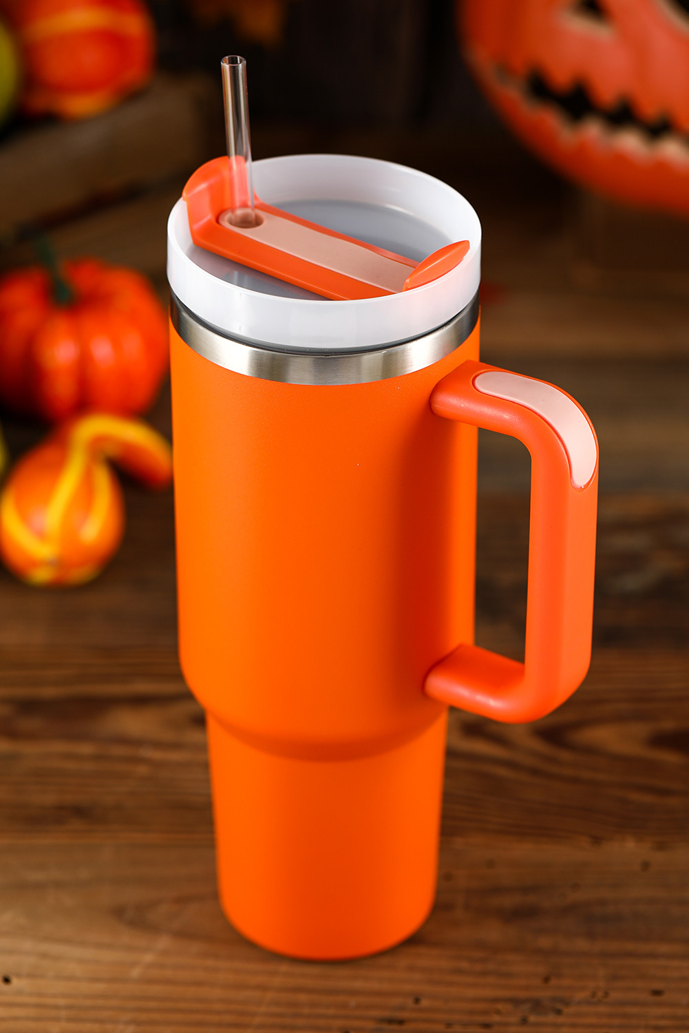 Orange 304 Stainless Steel Vacuum Handle Tumbler