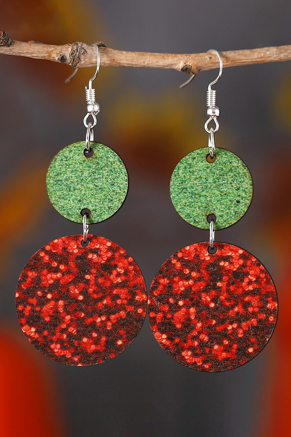 Fiery Red Sequin Round Decor Drop Earrings