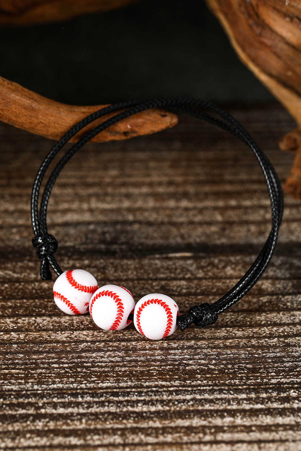 White Baseball Adjustable PU Leather Bracelet