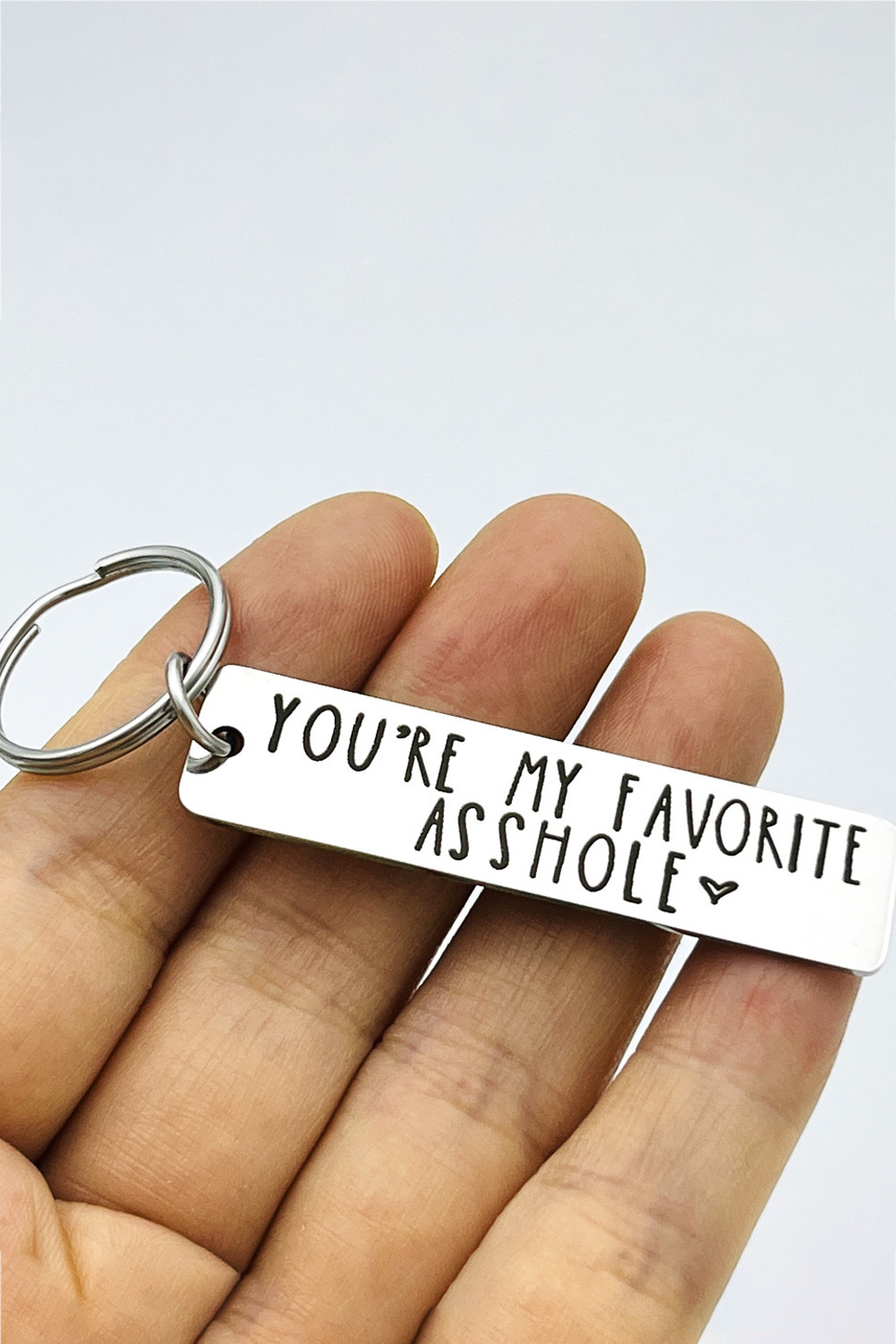 Shewin Wholesale Dropship Silvery Valentine Lettered Stainless Steel KEYCHAIN