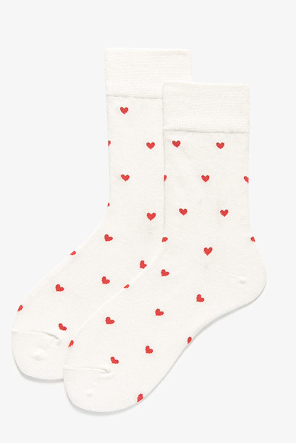 Shewin Wholesale Custom White Valentines Heart Pattern Cotton SOCKS