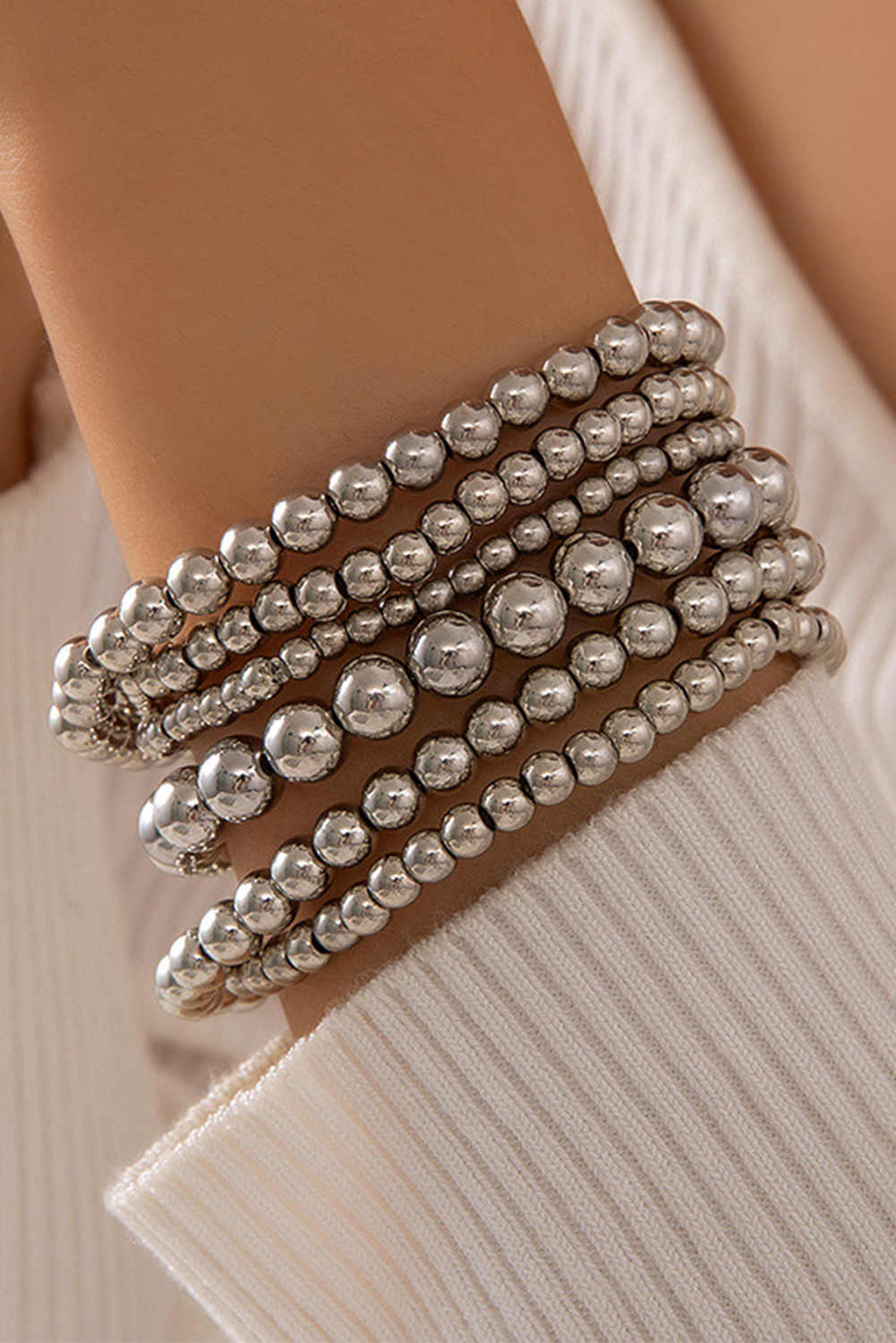  White Multi Layered PEARL Beaded Bracelet