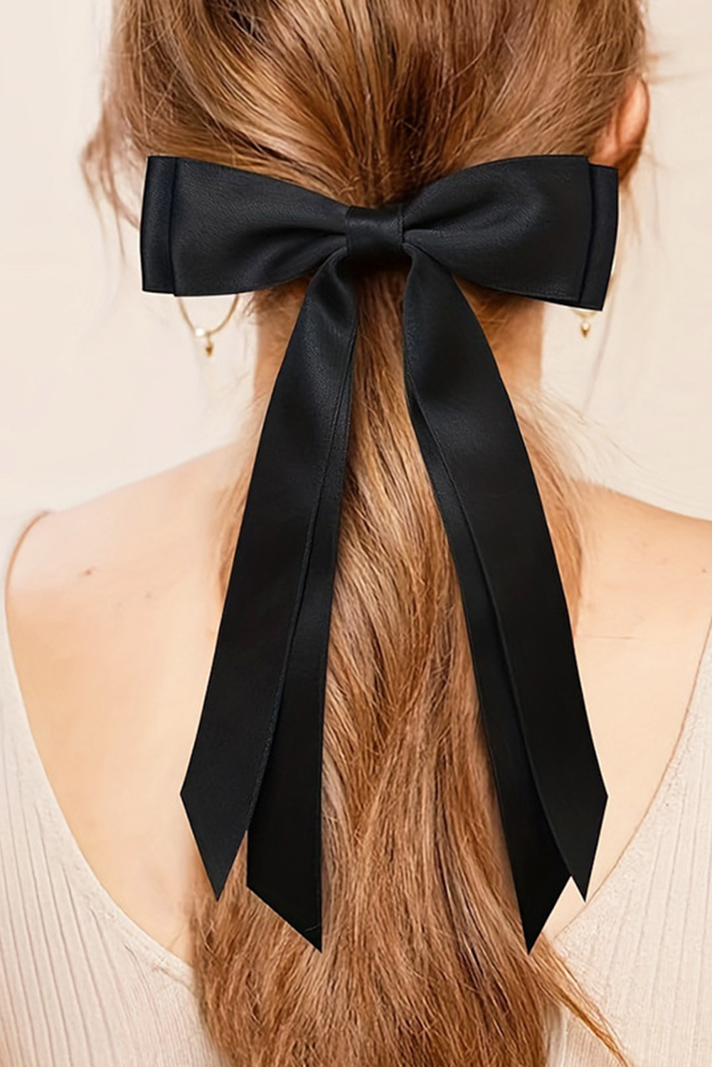 Shewin Wholesale Casual Black Elegant Terylene Double Bow Hair Clip