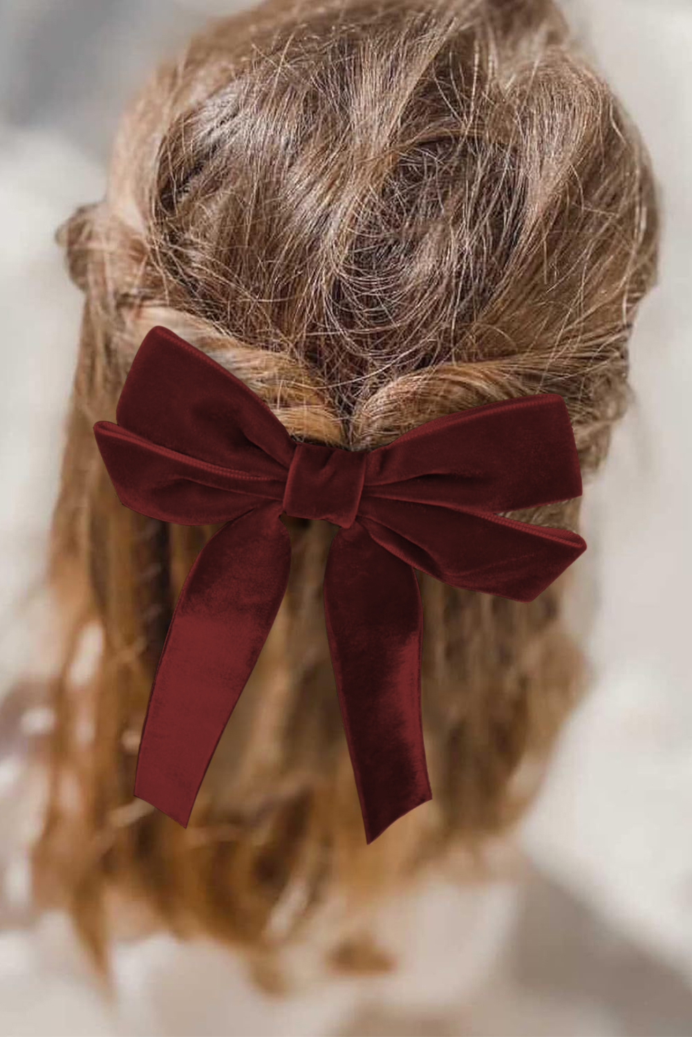  Red Sandalwood Solid Color Velvet Bowknot Frenchy HAIR Clip