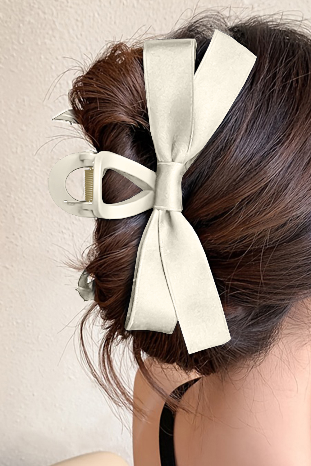Shewin Wholesale Dropshippers White Solid Color Ribbon Bow Decor Hair Clip