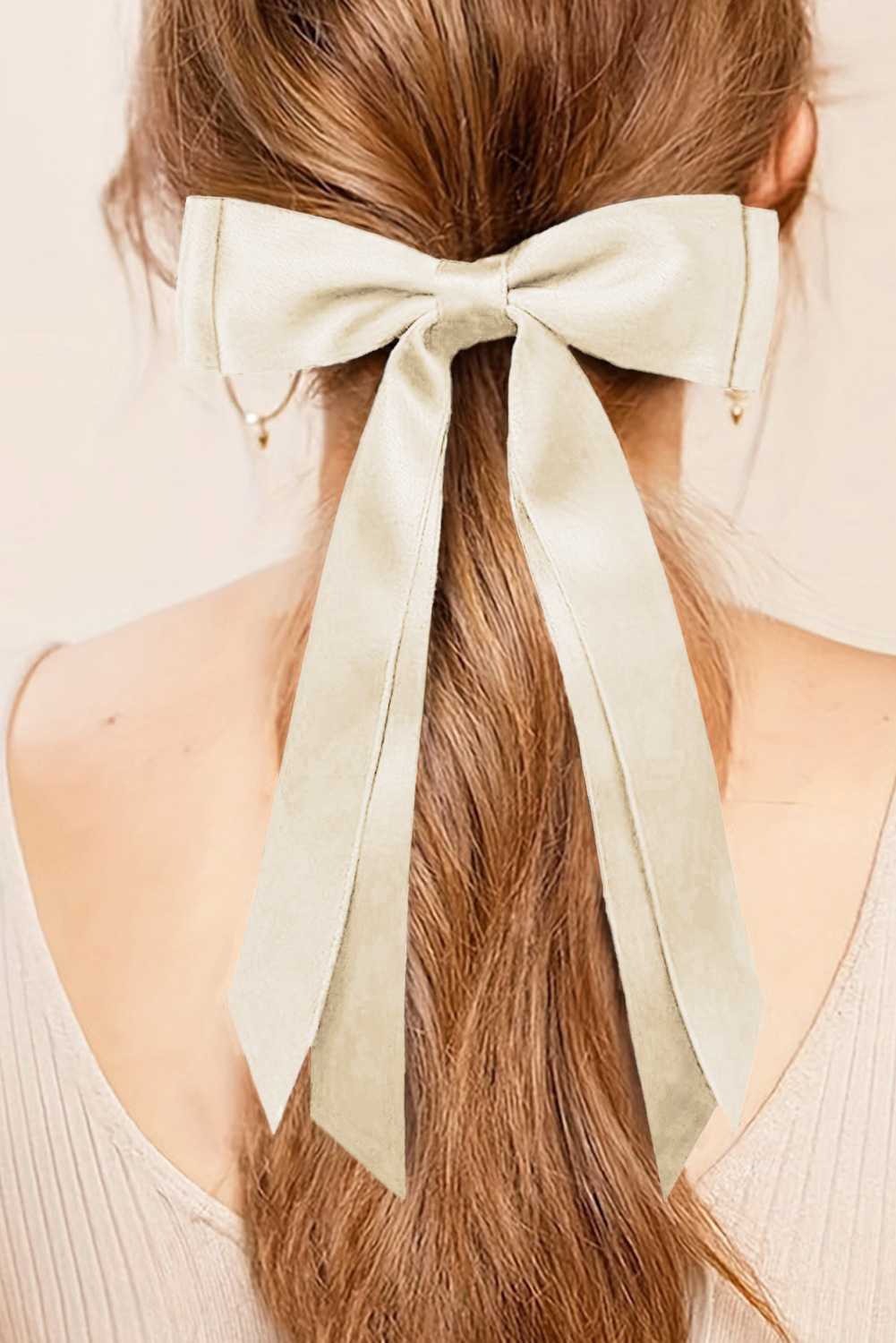 White Elegant Double Bow Hair Clip
